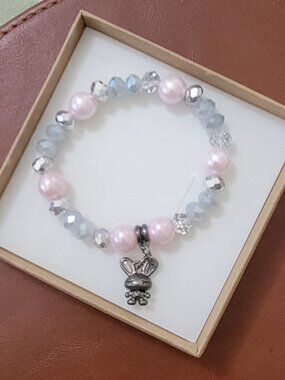 Lovely Colorful Girl's Beaded Bracelets with Dangle Charms